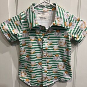 NWT Jolie beau coffee and beignet New Orleans striped polo